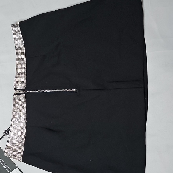 White Fox Boutique Black Mini Skirt with Silver Trim - Picture 7 of 7